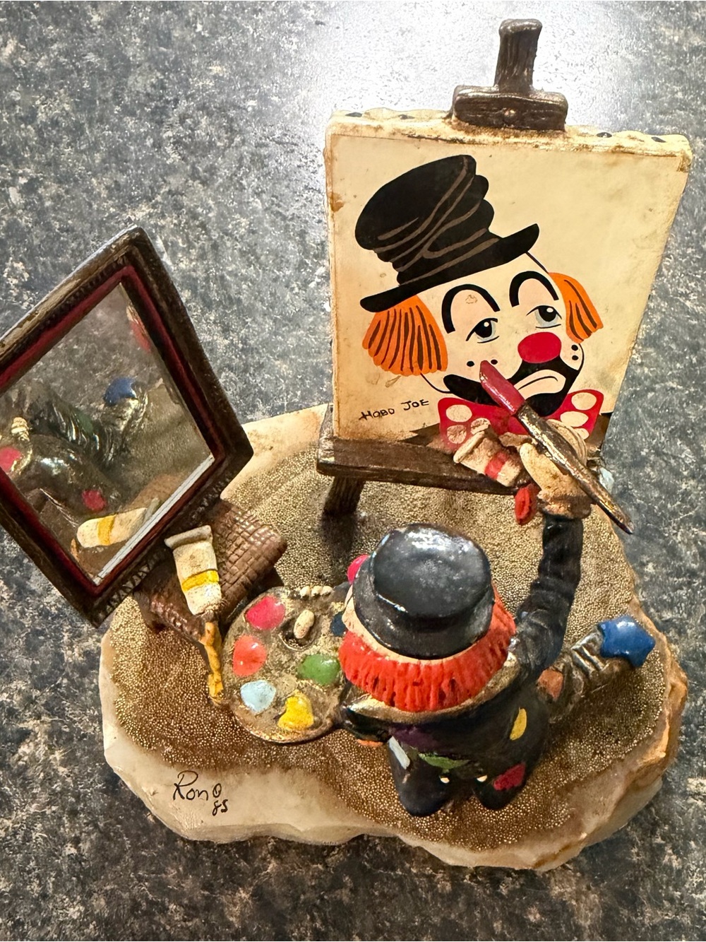 1985 Vintage Ron Lee 24 Kt Gold Plated "Hobo Joe's Masterpiece" on an Onyx Base.